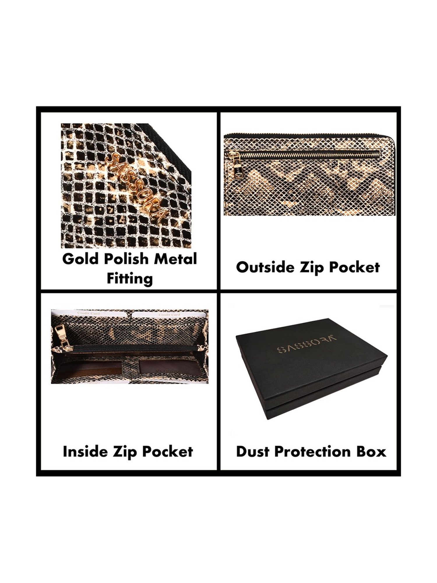 SASSORA Beige Textured Rfid Wallet for Women