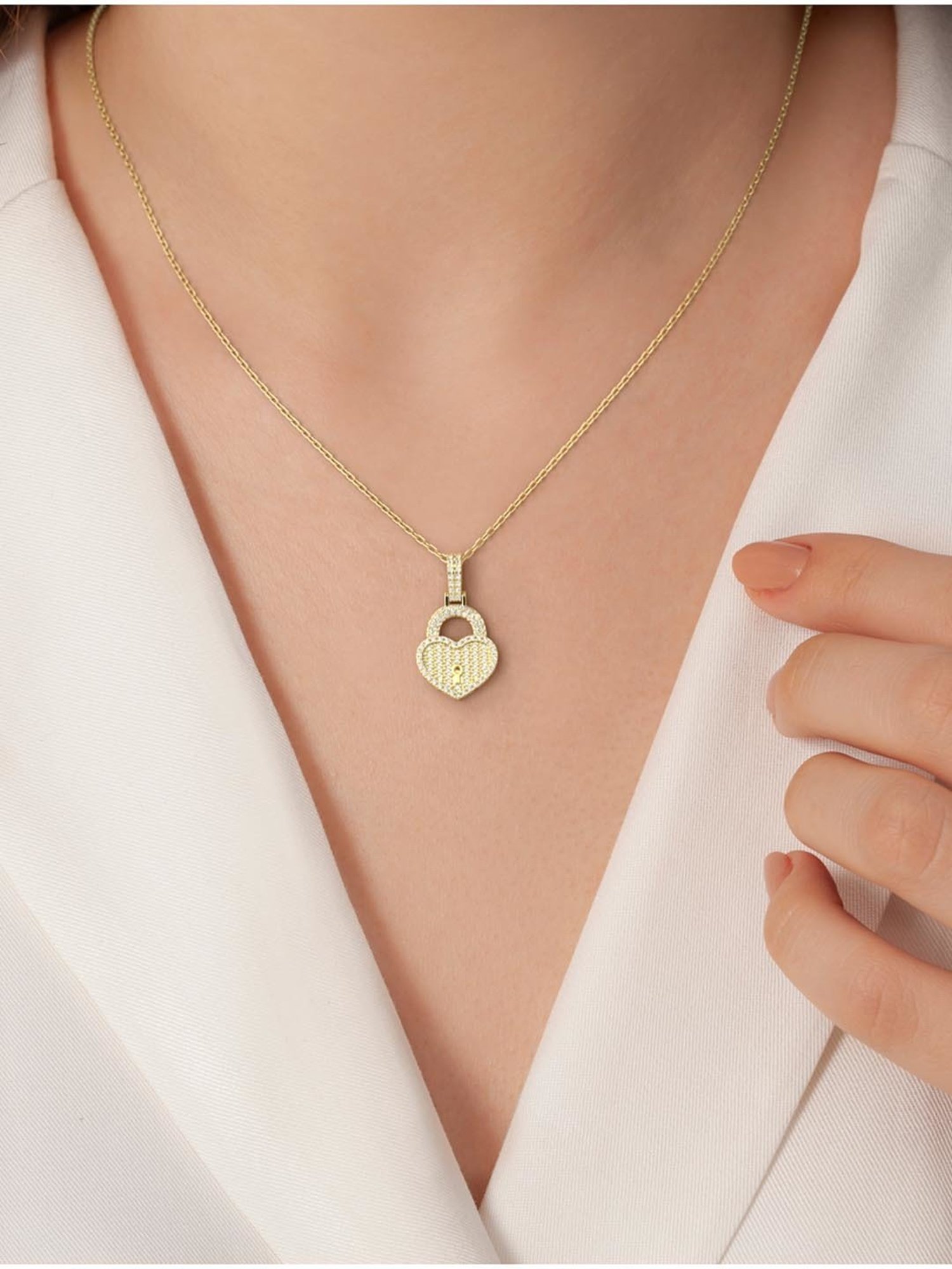 Silvermist 925 Sterling Silver Love Lock Chain Pendant for Women & Girls