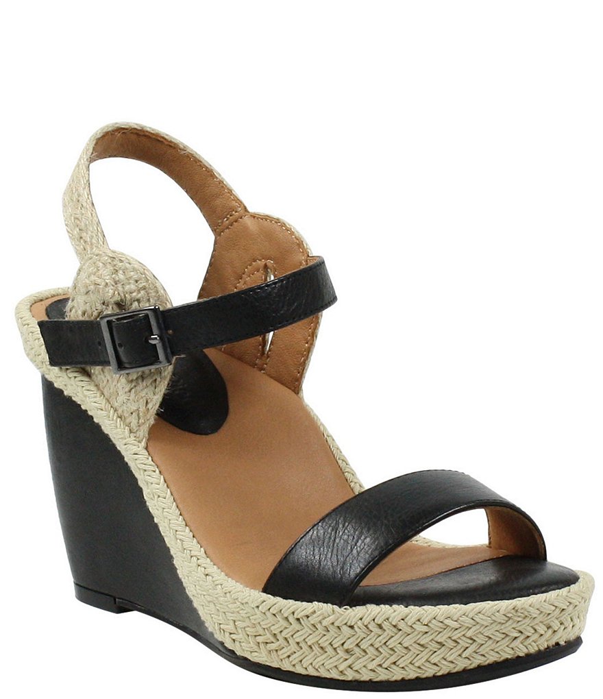 L'Amour Des Pieds Iditri Leather Jute Platform Wedge Sandals