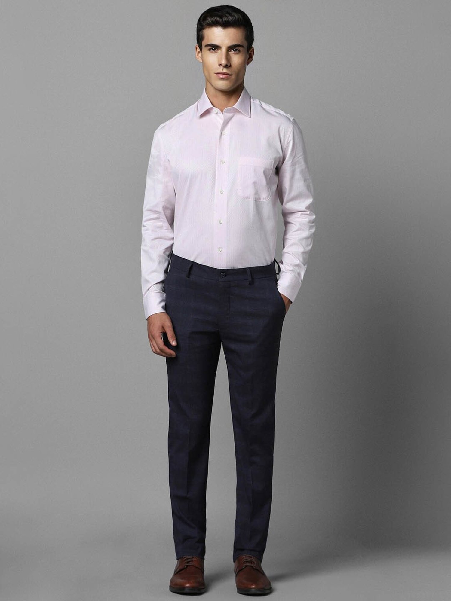 Luxure By Louis Philippe Pink Cotton Slim Fit Texture Shirt