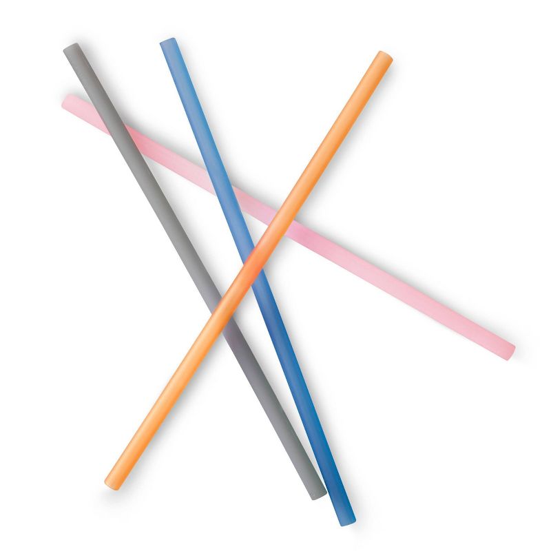 GoSili 4pk Extra-Long Silicone Straws Blue/Pink