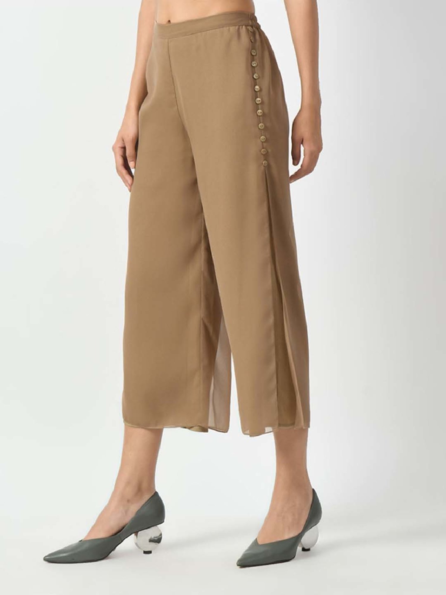 Office & You Brown Mid Rise Palazzos