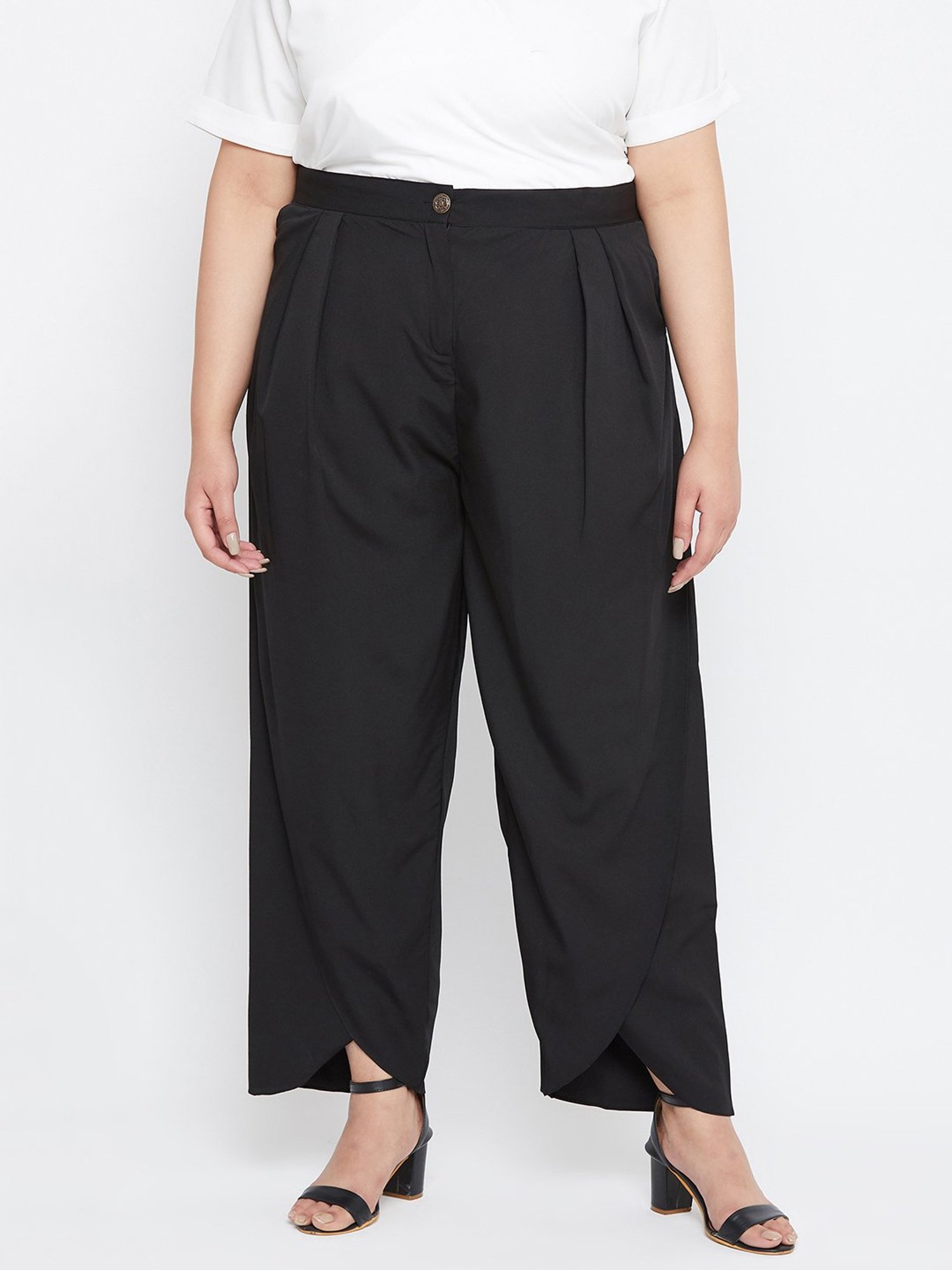 Uptownie Lite Women's Crepe Solid Plus Size Tulip Pants