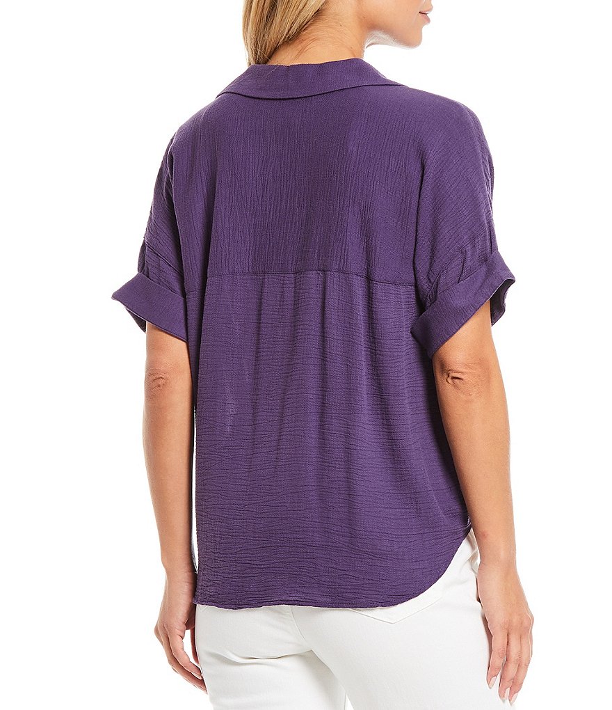 Westbound Drop Shoulder One Pocket Tie-Front Shirt