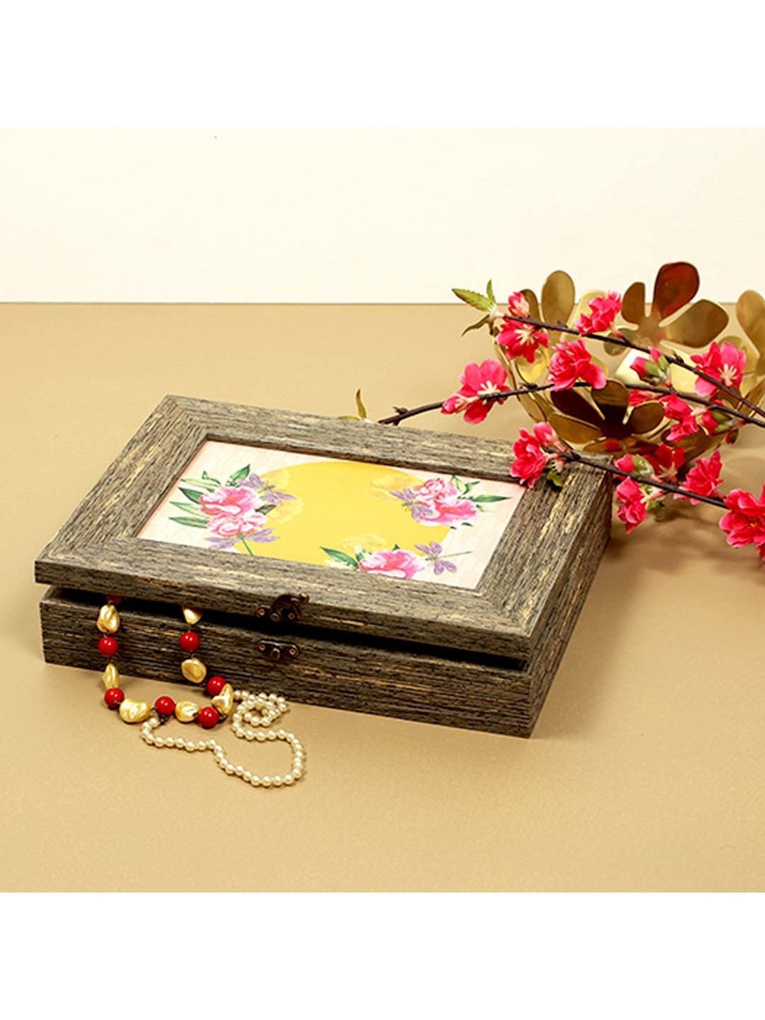 ICRAFT Mello Series Mustard & Brown Mdf Large Storage Box