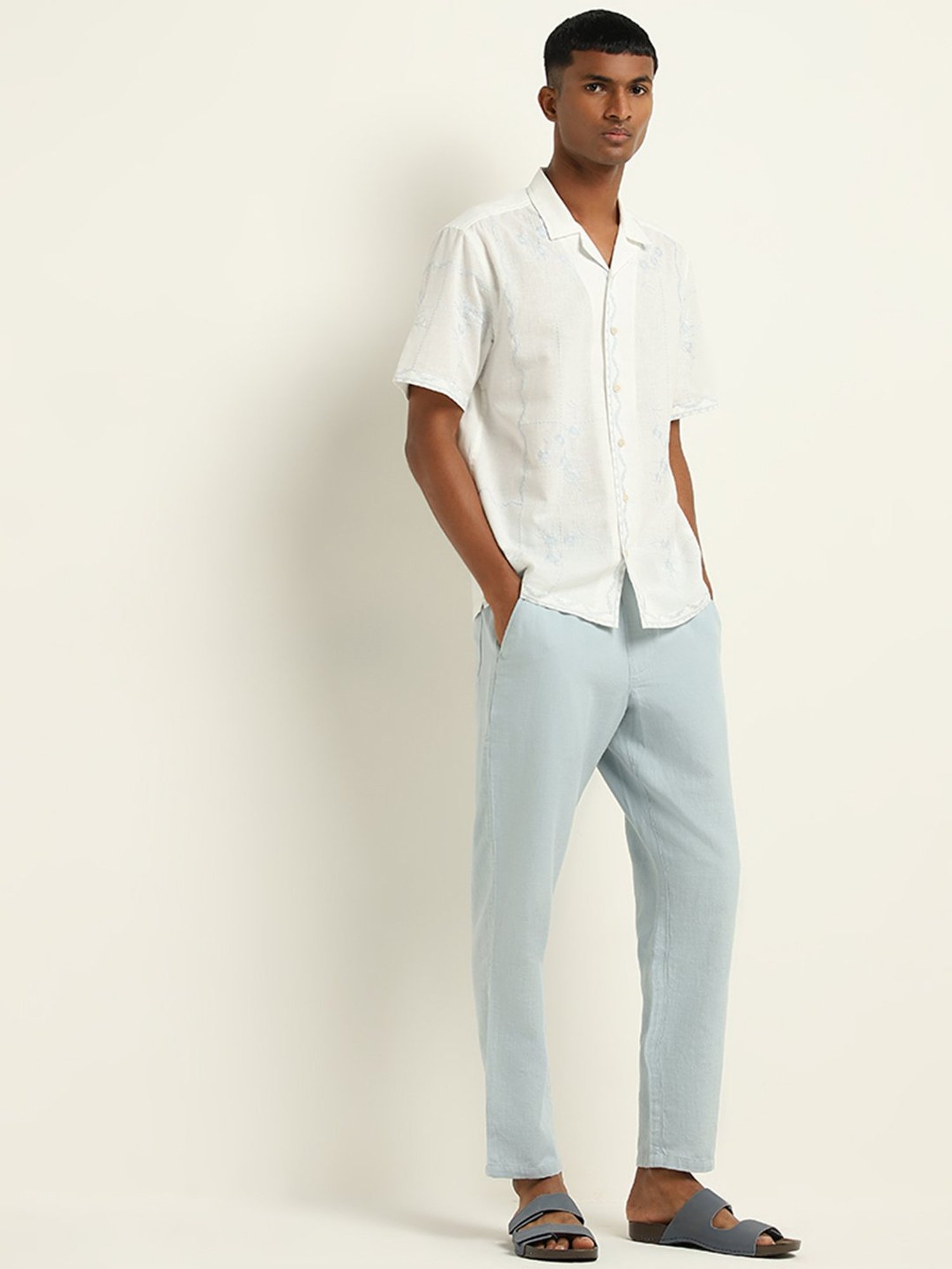 ETA by Westside Light Blue Relaxed-Fit Mid-Rise Cotton Chinos