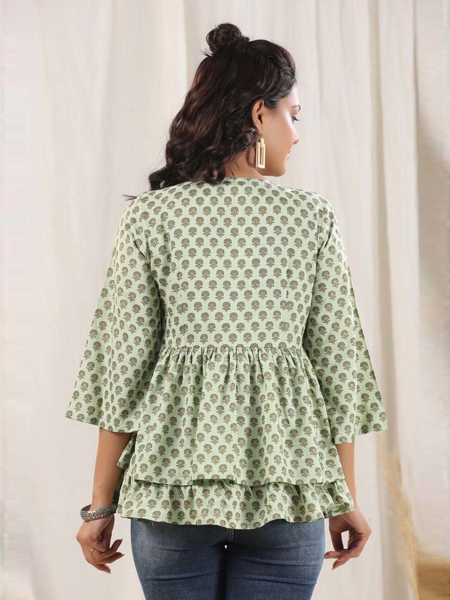 Rain and Rainbow Green Printed Tunic