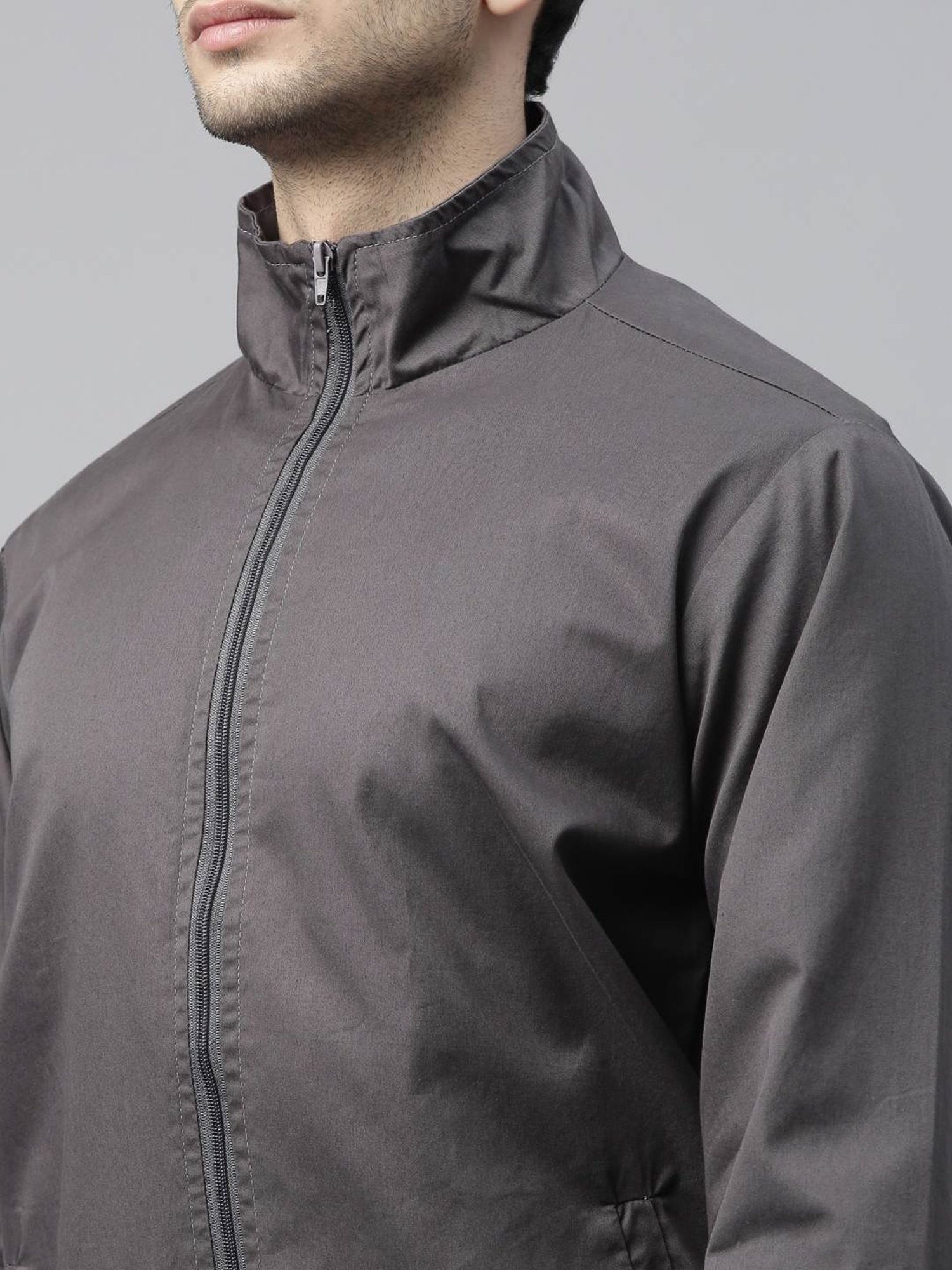 CINOCCI Grey Cotton Slim Fit Jacket