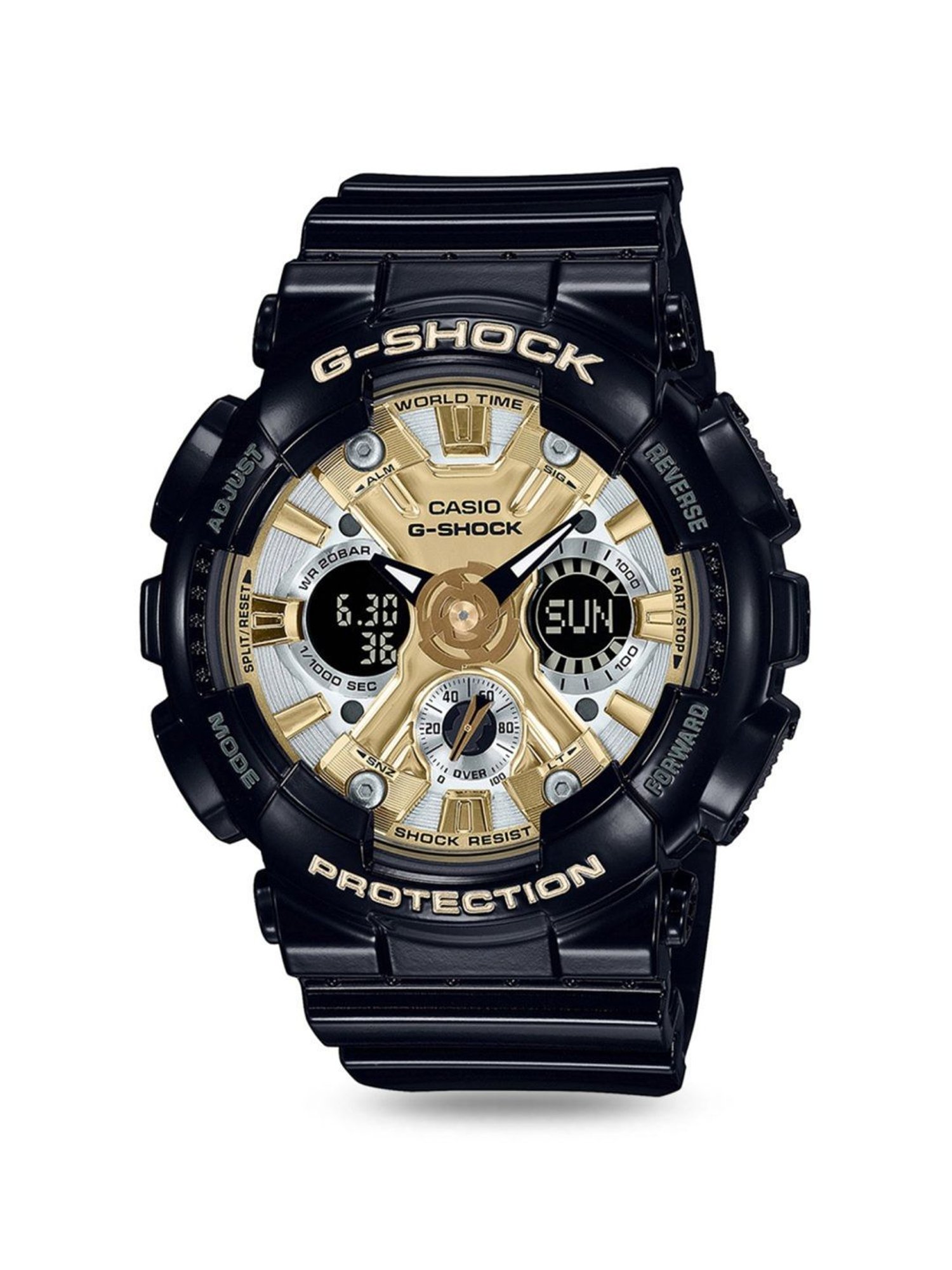Casio G-Shock GMA-S120GB-1ADR Gold-Silver Analog-Digital Dial Black Resin Strap Women's Watch G1287