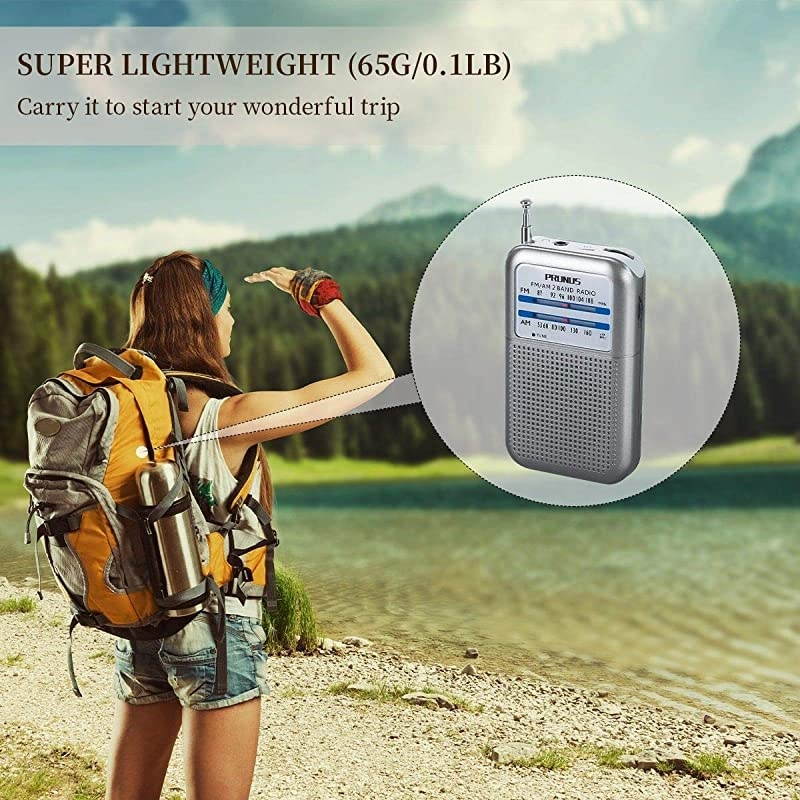 DE333 AMFM Portable Transistor Radio Mini Pocket Radio Tuning Knob with Signal Indicator AAA Battery OperatedSilver