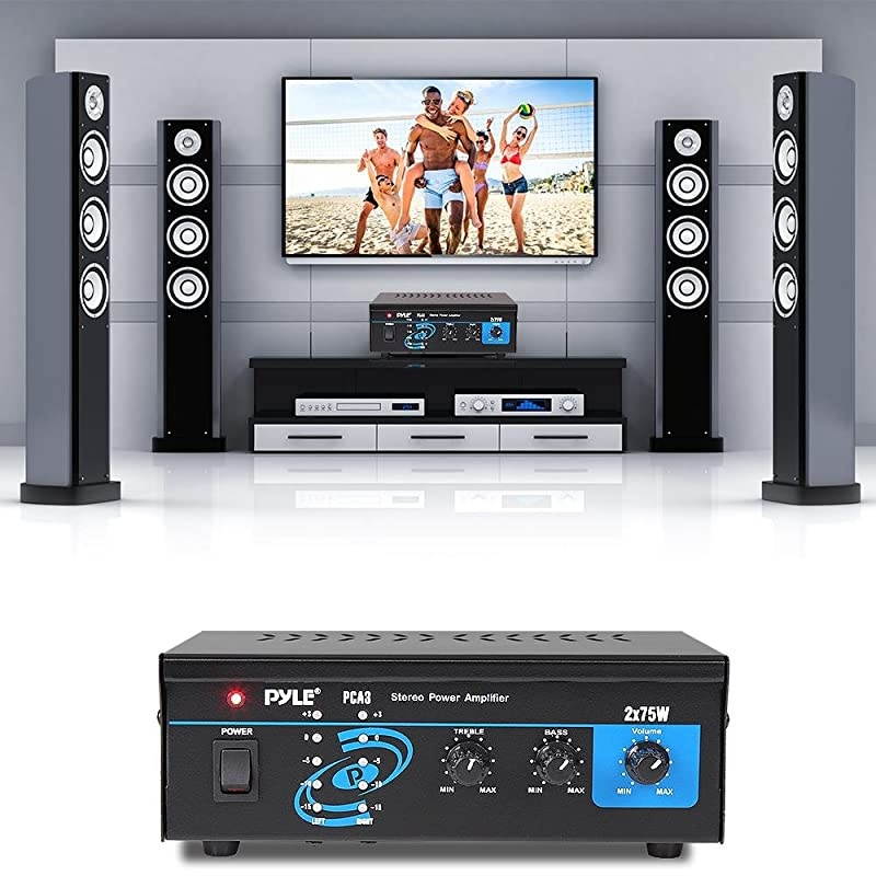 Home Audio Power Amplifier System 2X75W Mini Dual Channel Sound Stereo Receiver Box w LED For Amplified Speakers CD Player Theater via 35mm RCA For Studio Home Use  PCA3