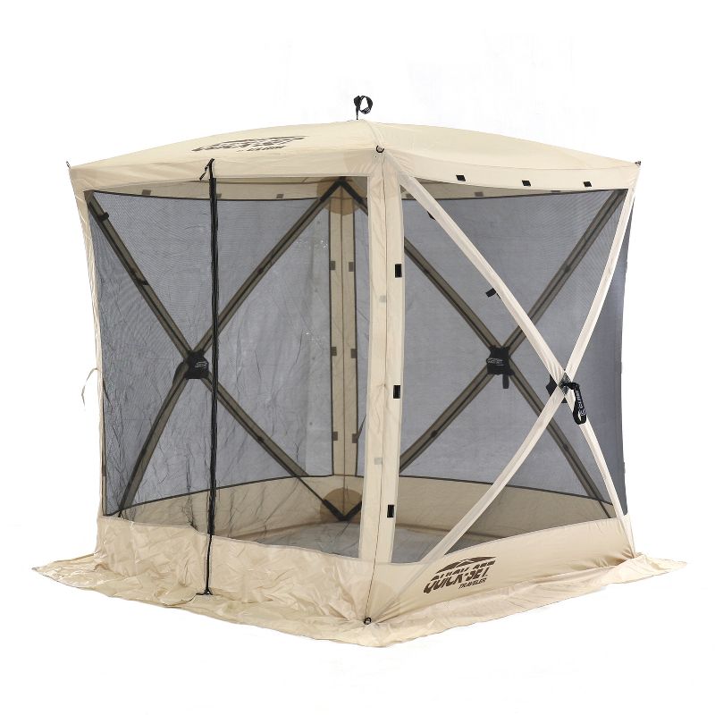 Costway Outdoor 2-Tier 10'x10' Gazebo Canopy Shelter Awning Tent Patio Garden Screw-free structure Brown