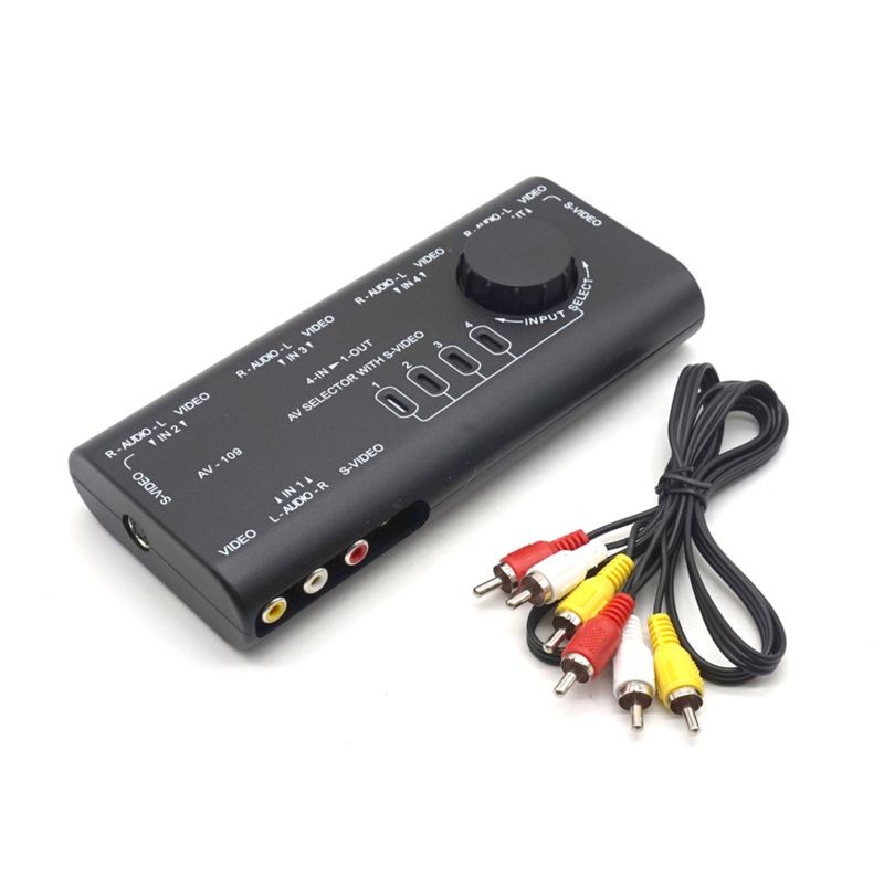 Plugadget AV Audio Video Signal Switcher 4 Input 1 Output Switch Video System