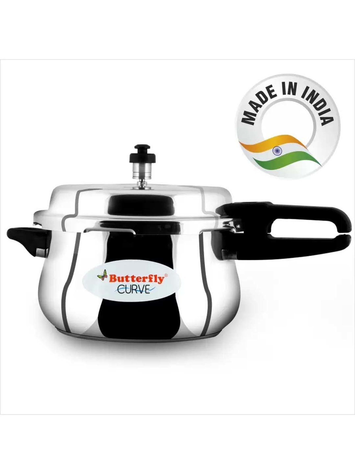 Butterfly Silver Stainless Steel Induction Curve Pressure Cooker (5.5 L)