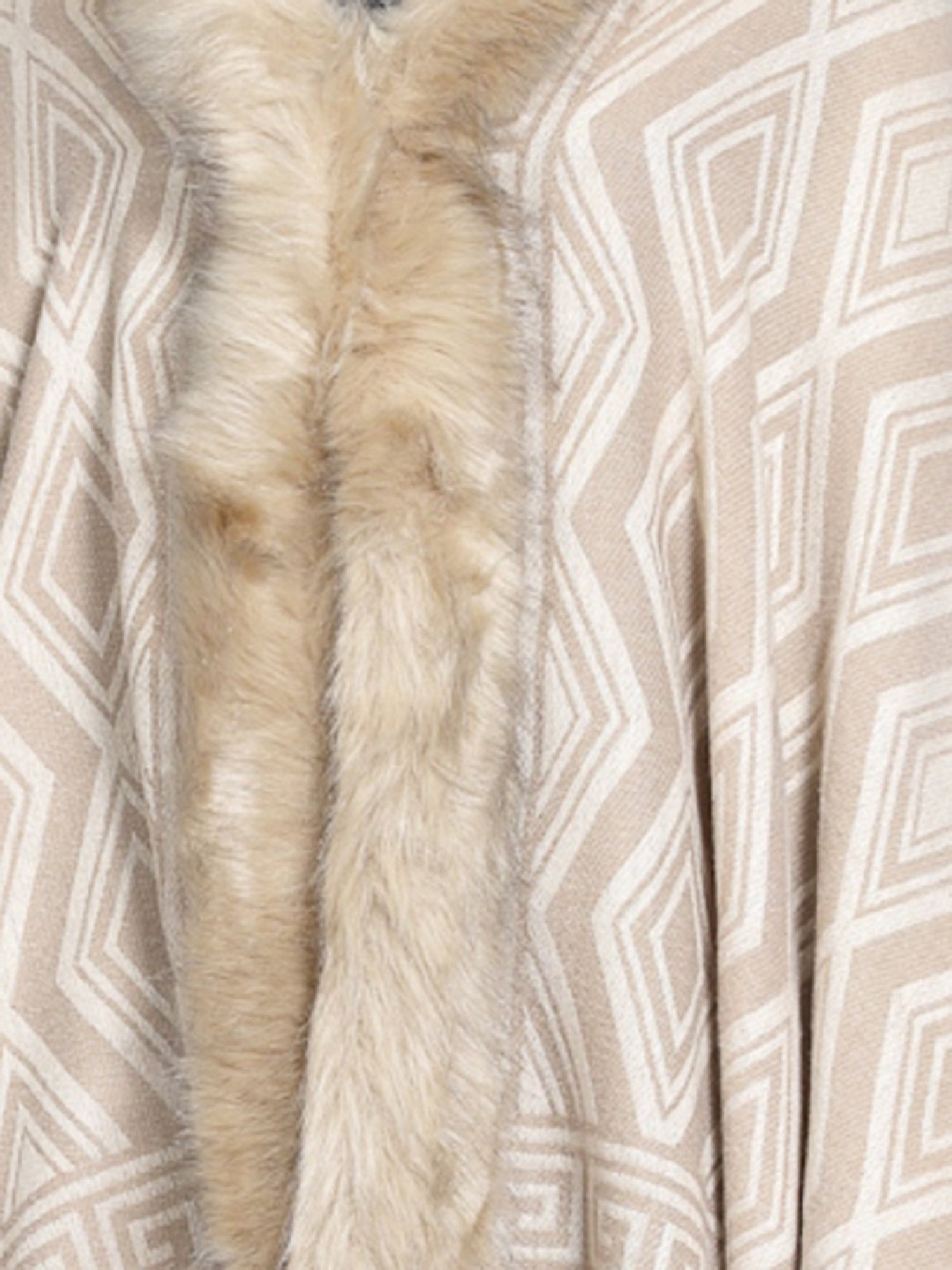 Mafadeny Beige Printed Poncho