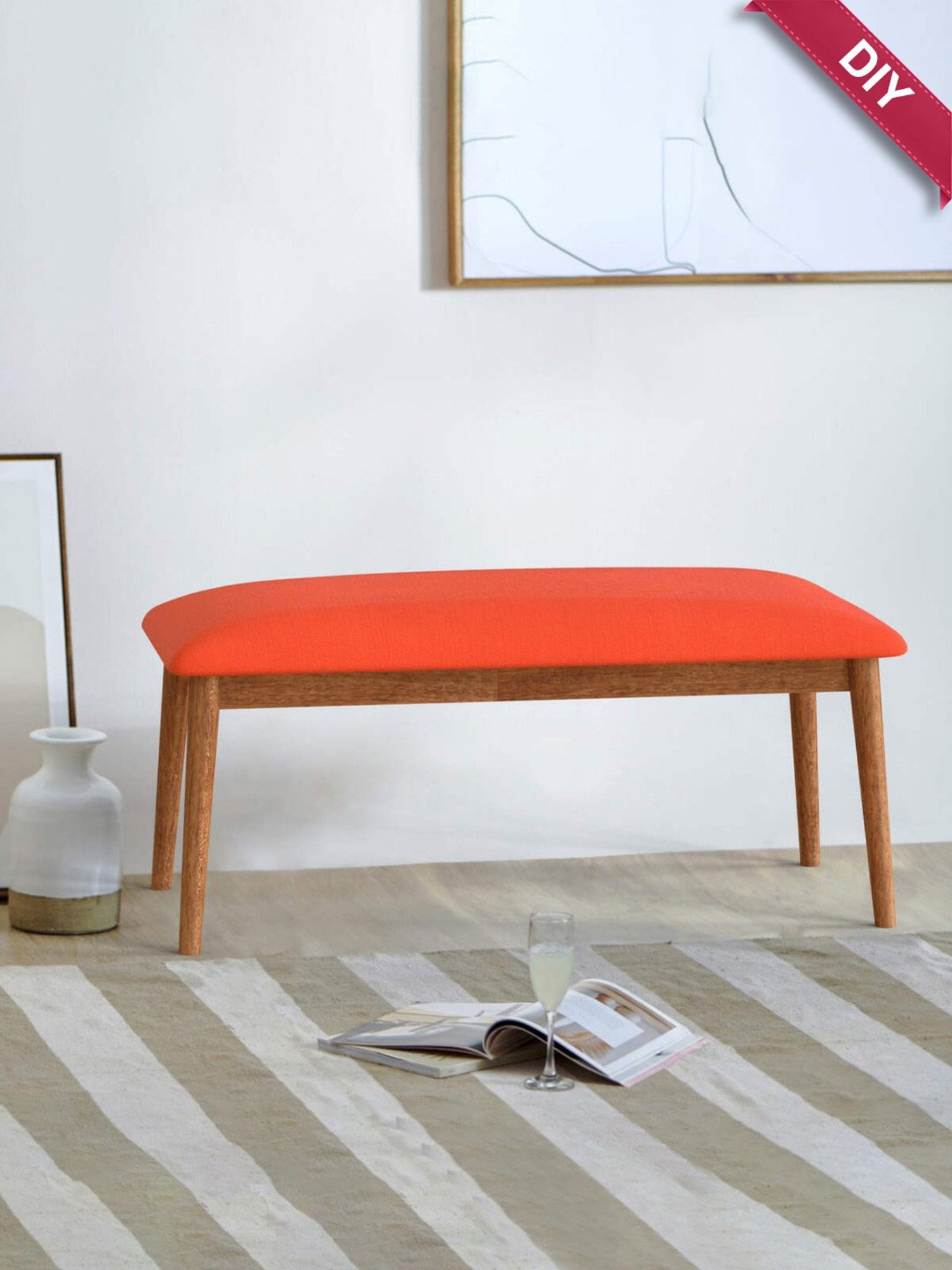 Chumbak Jodhpur Sailor Solid Blue Sheesham Wood Bench