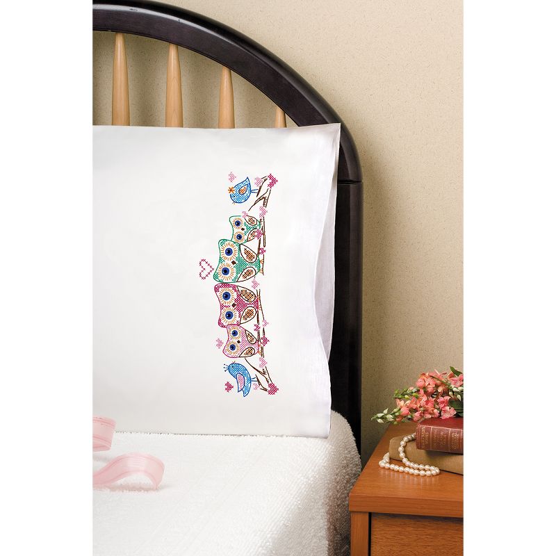 Tobin Stamped For Embroidery Pillowcase Pair 20"X30"-Owls