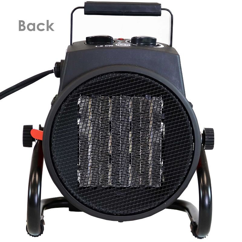 Sunnydaze Indoor Home Personal Portable Ceramic Electric Space Heater with Auto-Shutoff and Folding Handle - 750-1500 Watt - Red and Black