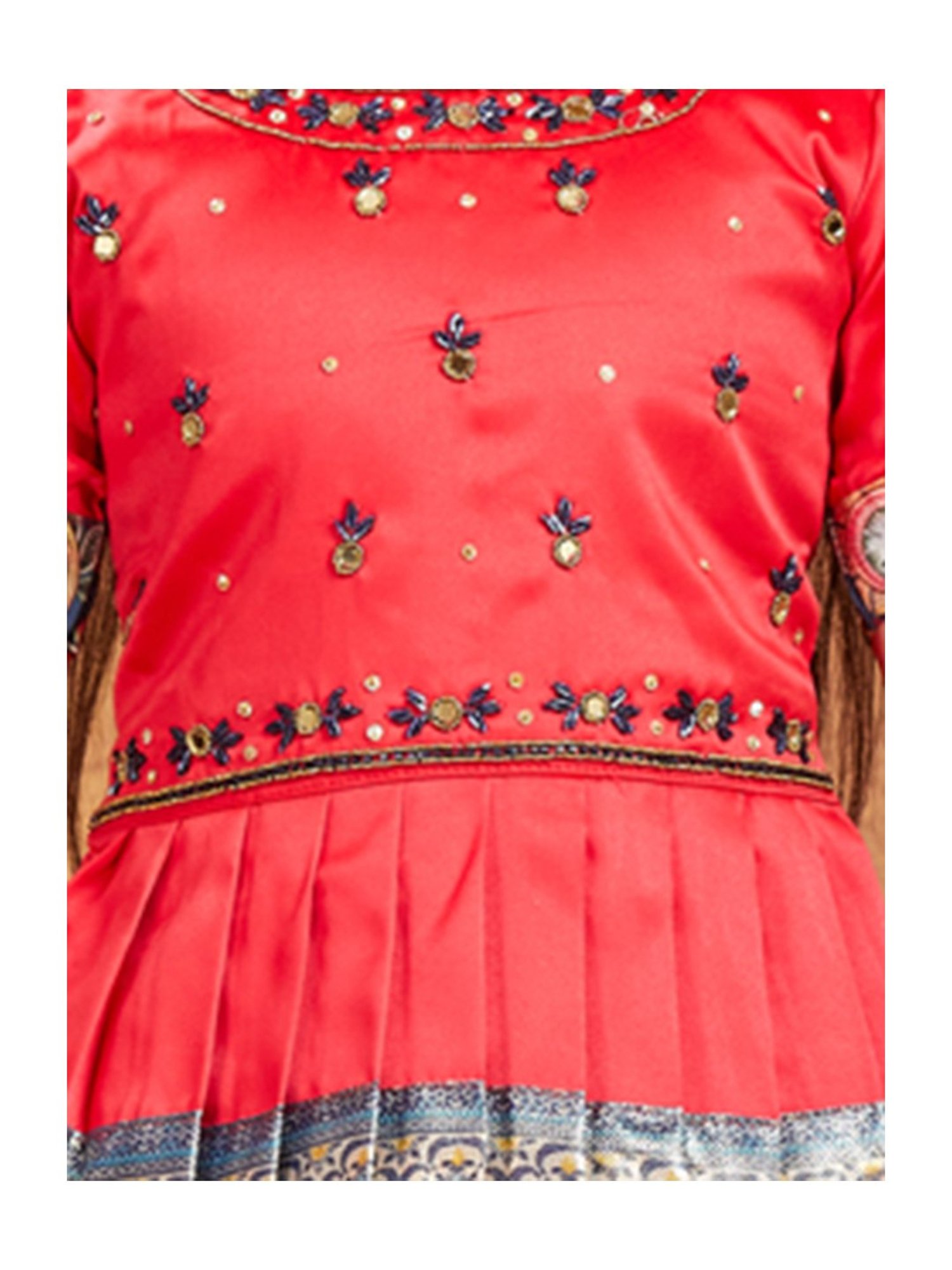 A Little Fable Kids Blue Printed Lehenga with Choli & Dupatta