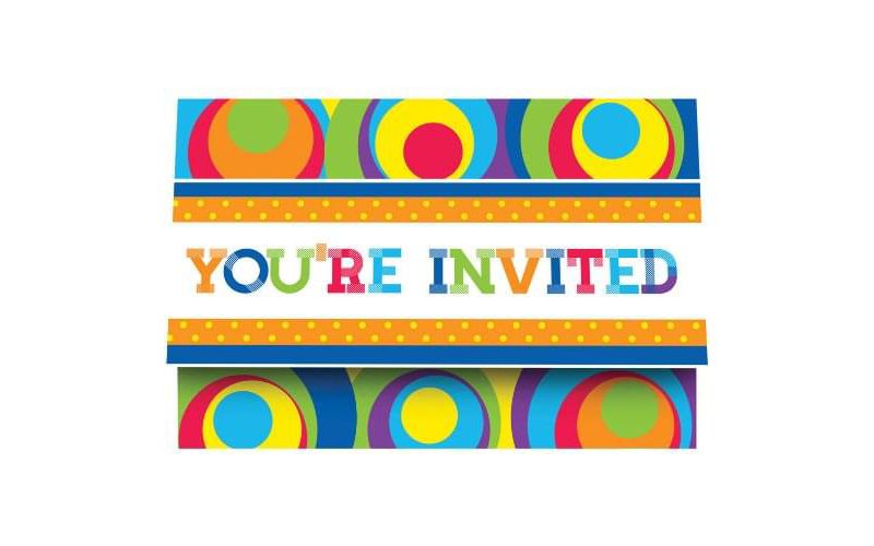 Creative Converting 8 Pack Party Invitations Mod Circles