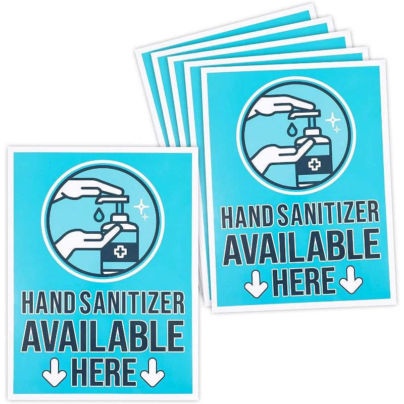 Stockroom Plus 6 Pack Hand Sanitizer Here Adhesive Sign, Store Safety Labels (9 x 12 in)