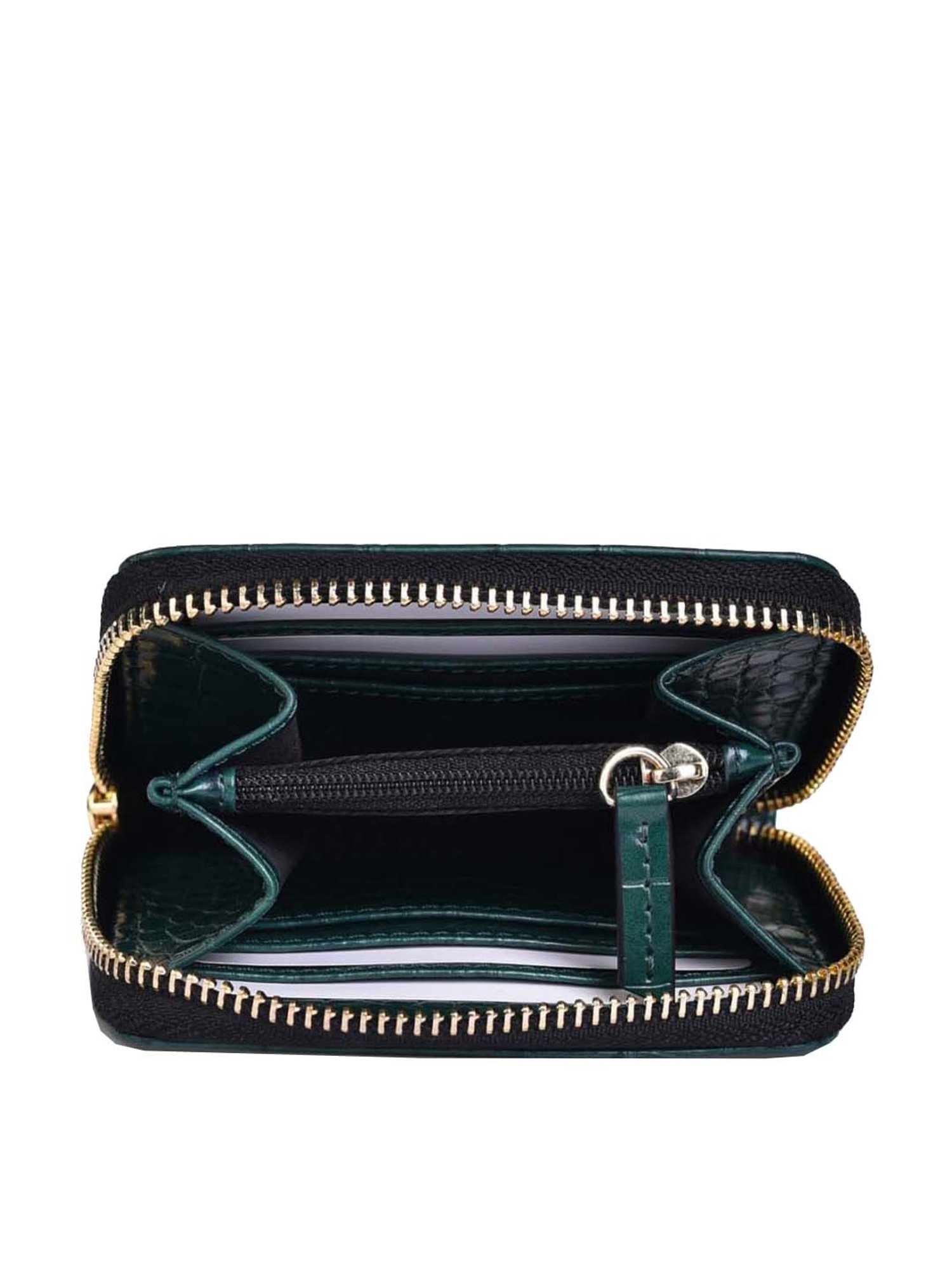 BELWABA Green Textured Zip Around Wallet for Women