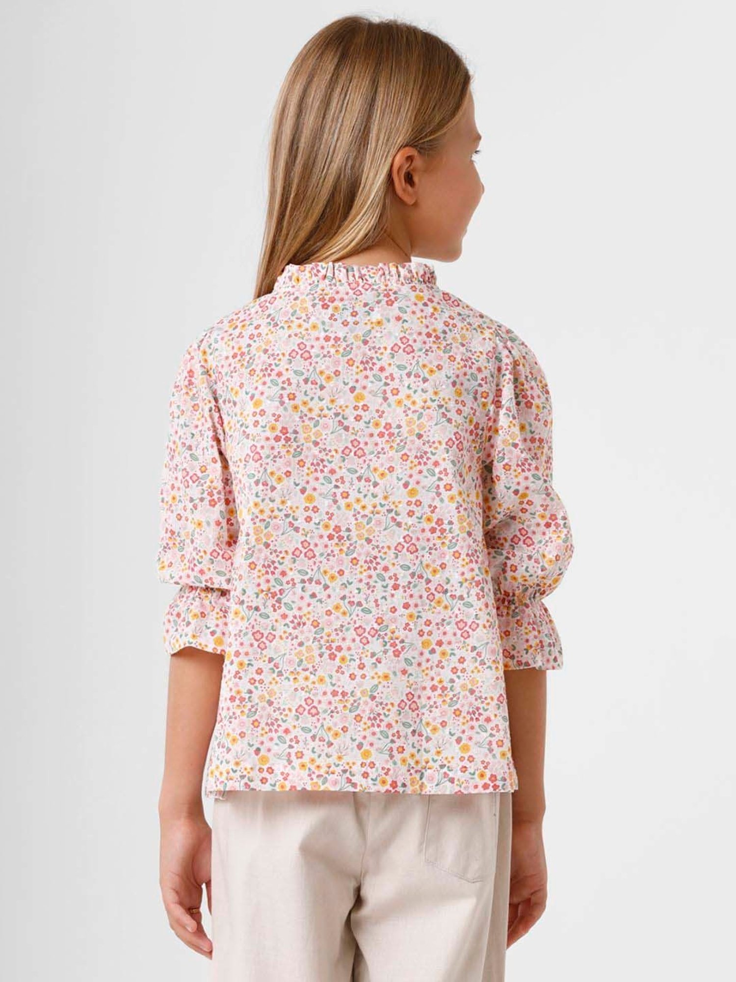 Kate & Oscar Kids Pink Cotton Floral Print Top