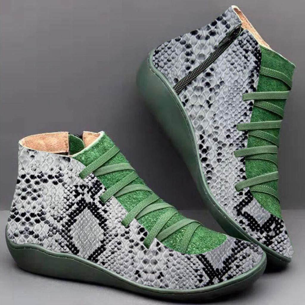 ? Futurelove ? 2019-2020 New Arch Support Boots, Ankle Boots with Concealed Orthotic Arch Support Women's Autumn and Winter Casual Short Boots Soft Comfortable Snake Flats Heel Boots