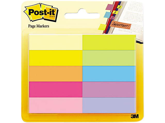 Post-it Page Flag Markers Assorted Bright Colors 50 Sheets/Pad 10 Pads/Pack