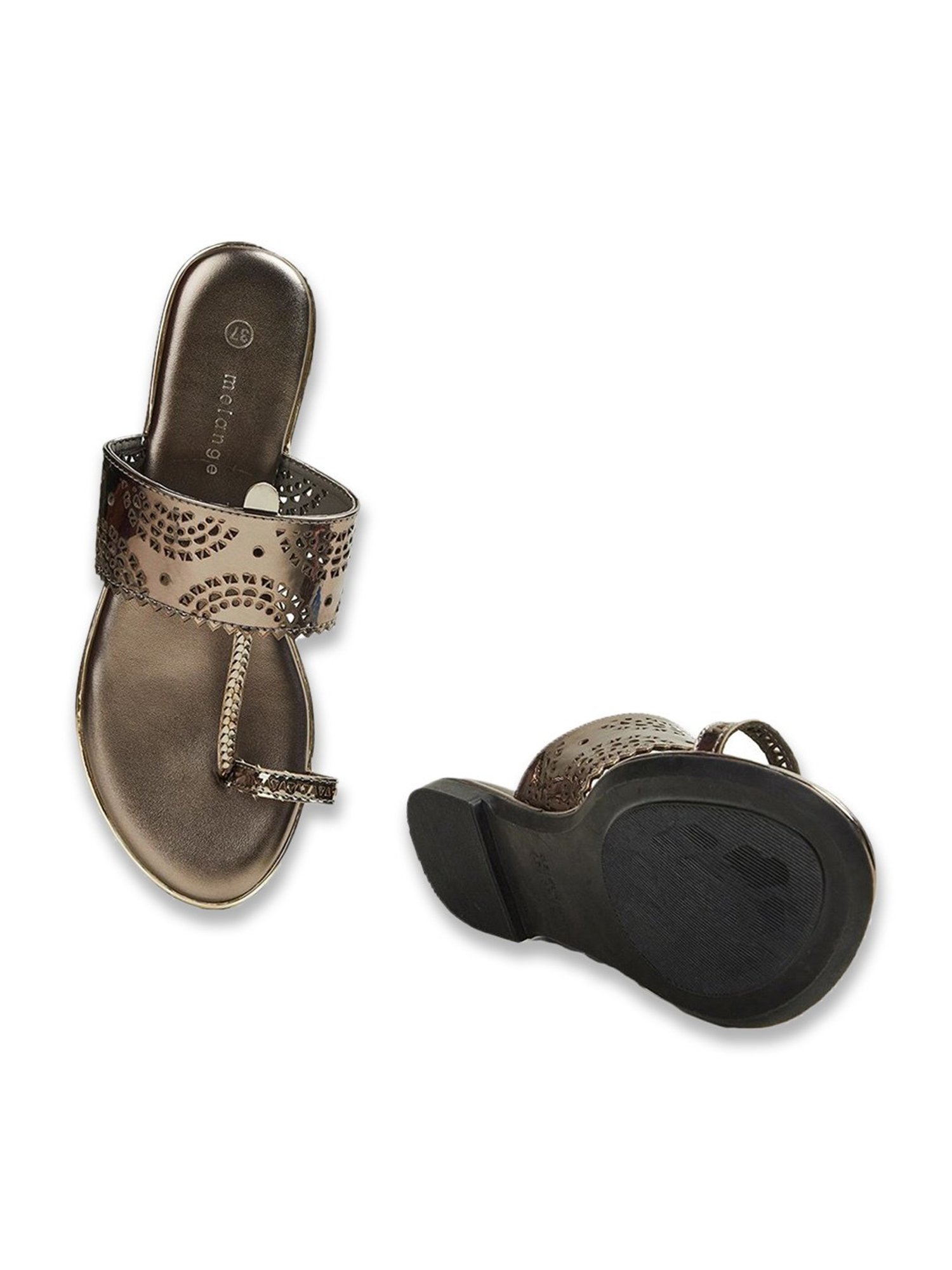 Melange by Lifestyle Women's Pewter Toe Ring Sandals