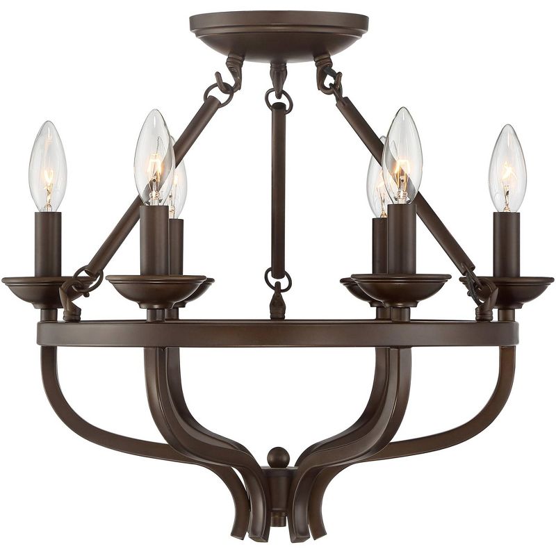Barnes and Ivy Ceiling Light Semi Flush Mount Fixture Oil Rubbed Bronze 17 3/4" Wide 6-Light Bedroom Kitchen Living Room Hallway