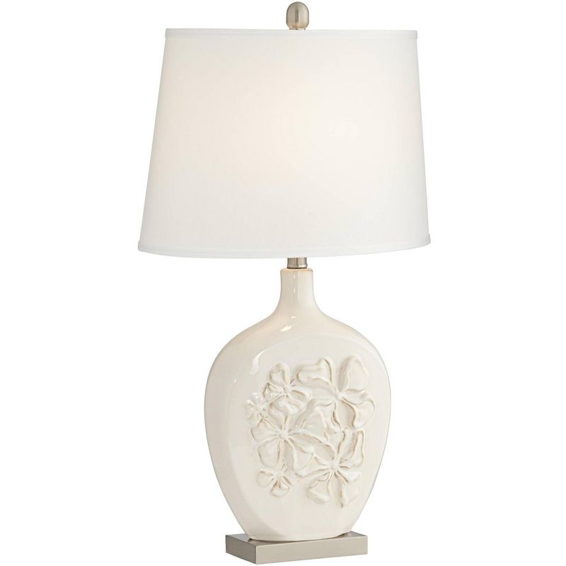 Regency Hill Ewan Ivory Ceramic Lamps Set of 2 with Table Top Dimmers