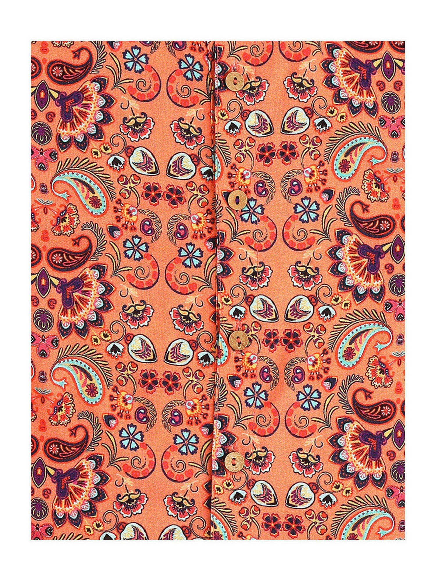 Lil Drama Kids Orange Floral Print Shirt