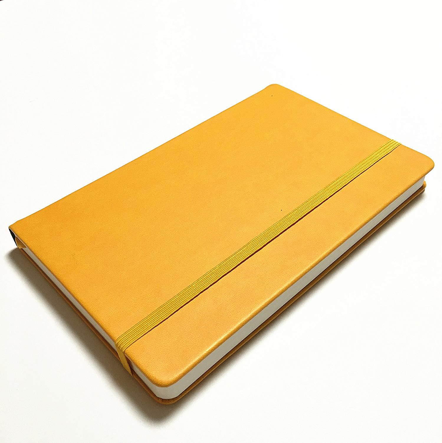 Minimalism Art | Classic Notebook Journal, Size: 5" X 8.3", A5, Yellow, Dotted Grid Page, 192 Pages, Hard Cover/Fine PU Leather, Inner Pocket, Quality Paper - 100gsm | Designed in San Francisco