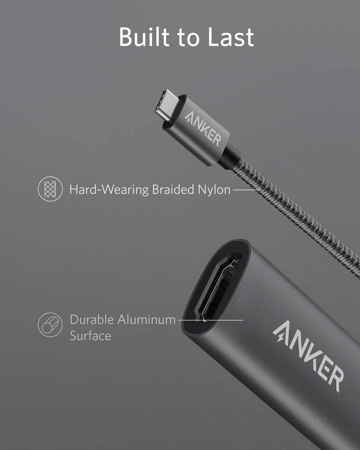 Anker USB C to HDMI Adapter, Aluminum Portable USB C Adapter, Supports 4K 60Hz, for MacBook Pro, MacBook Air, iPad Pro, Pixelbook, XPS, Galaxy, and More