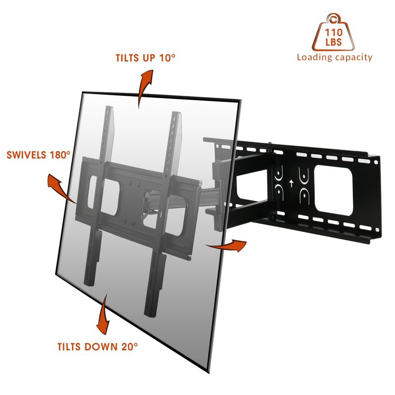 MegaMounts Full Motion Wall Mount for 32-70 Inch Displays