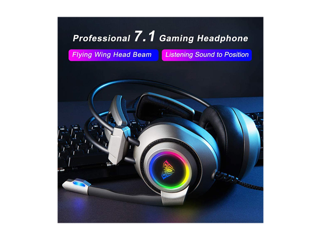 AULA S603 Wired Gaming Headset with Microphone Surround Sound, USB Dual 3.5mm Corded Volume Control Over-Ear Games Headphones, HD Noise Cancelling Mic for Phone PC/MAC Laptop
