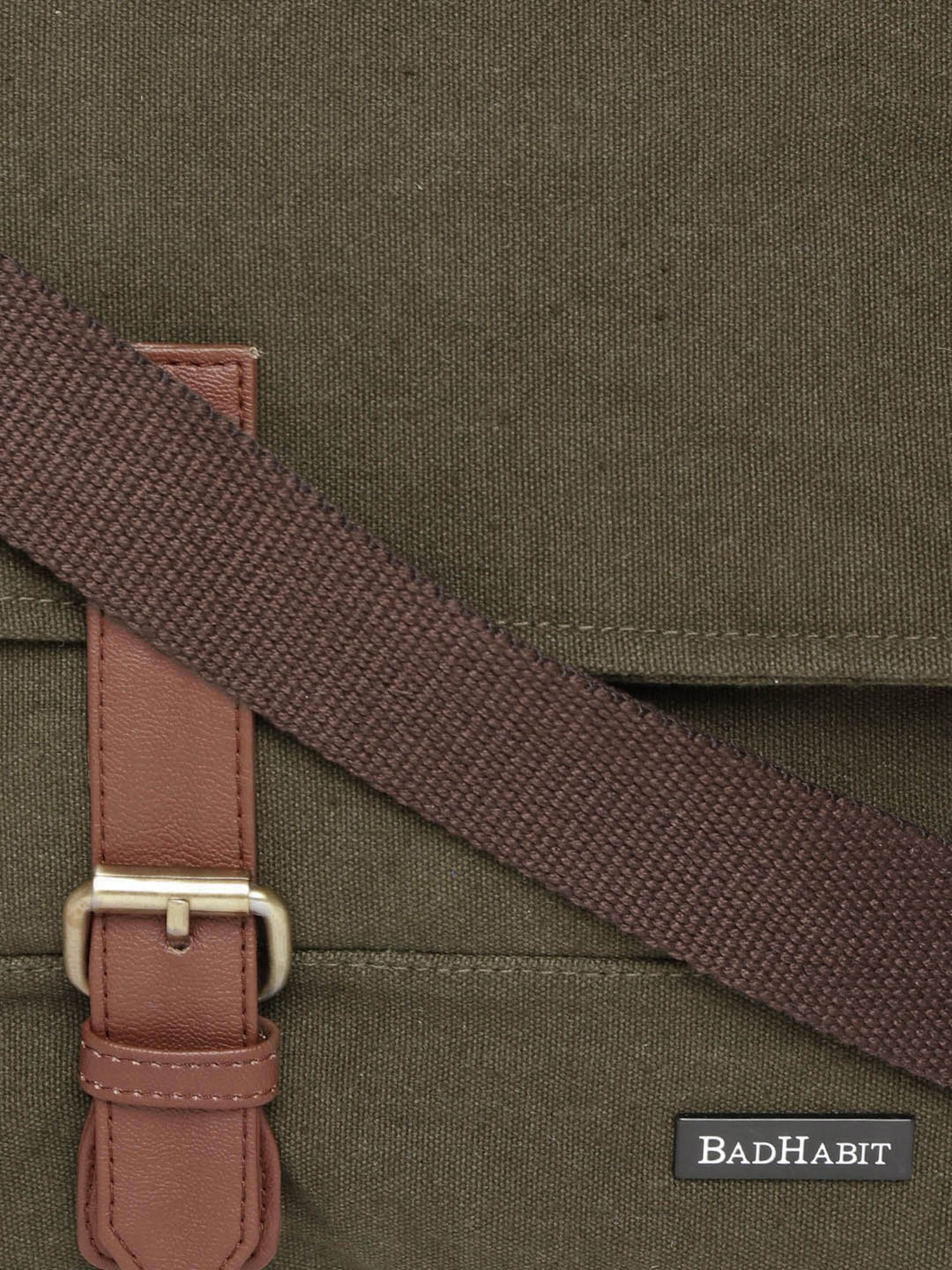 Bad Habit Military Green Nylon Medium Laptop Messenger Bag