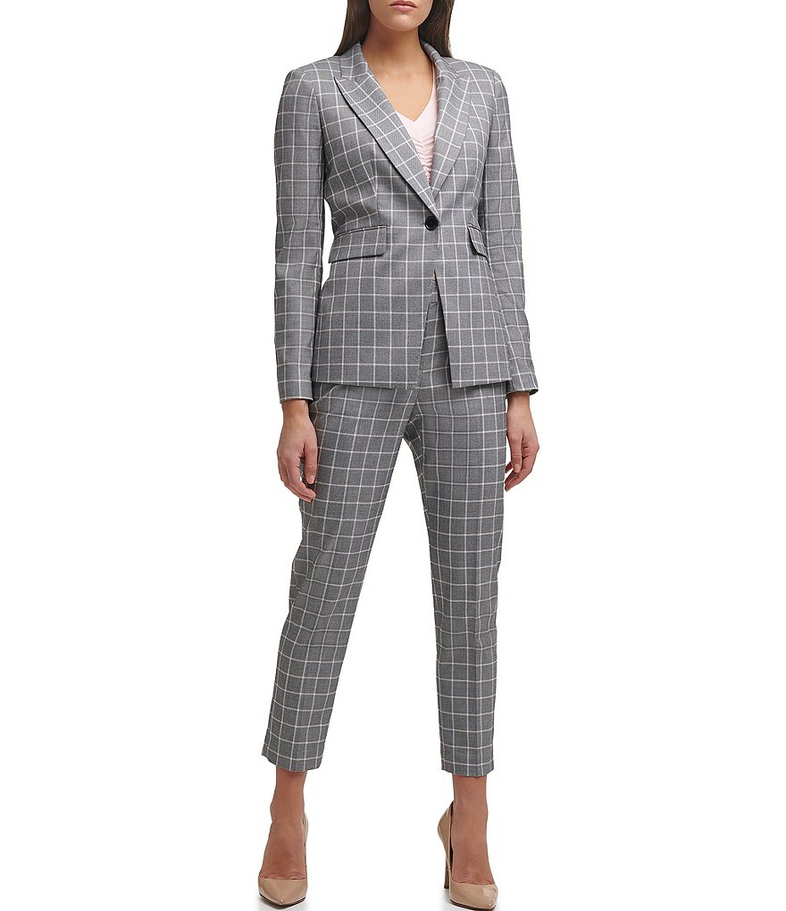 Kasper Glen Plaid Notch Lapel Two Button Front Pocket Jacket