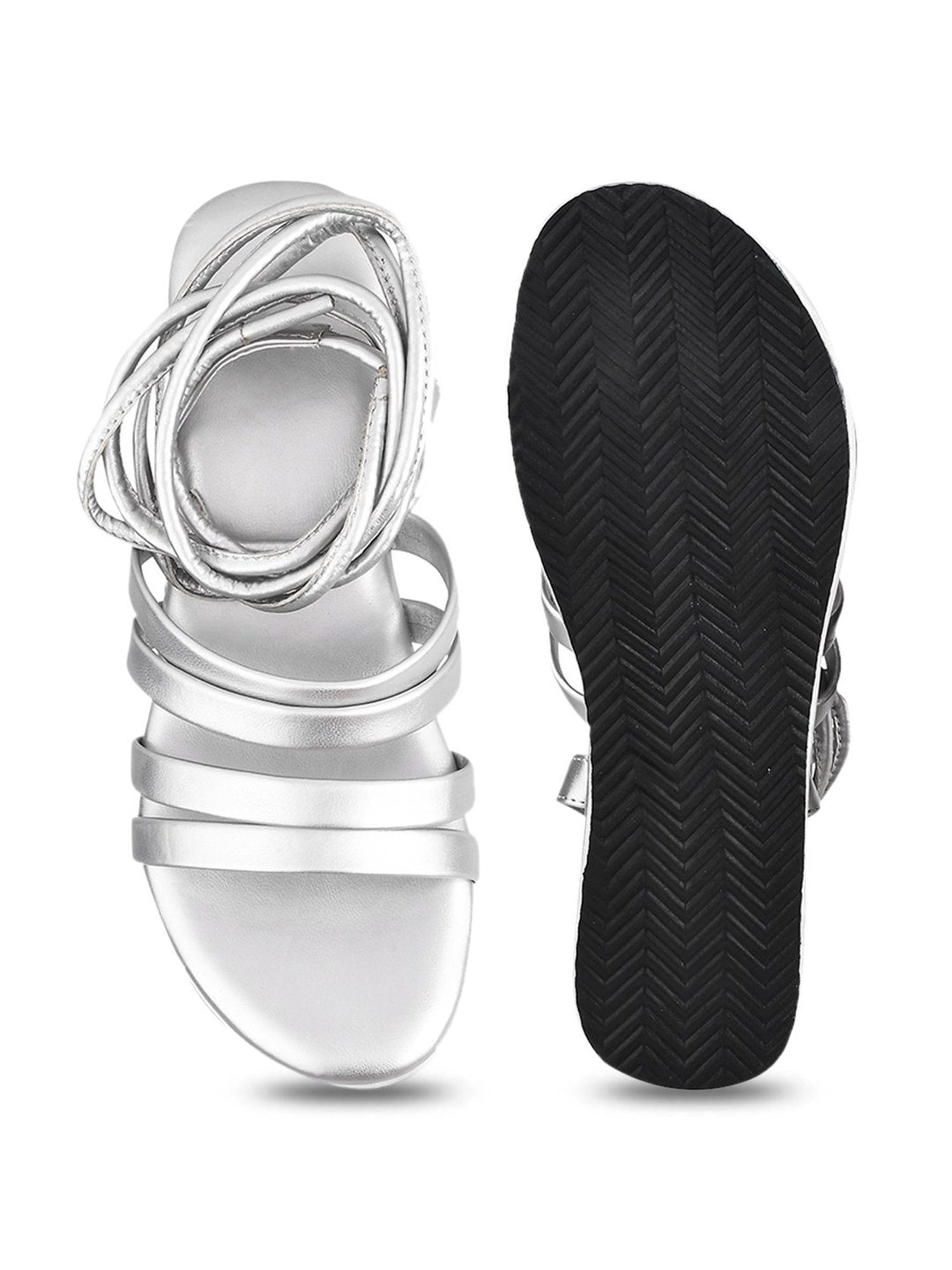 The White Pole Women's Silver Gladiator Wedges