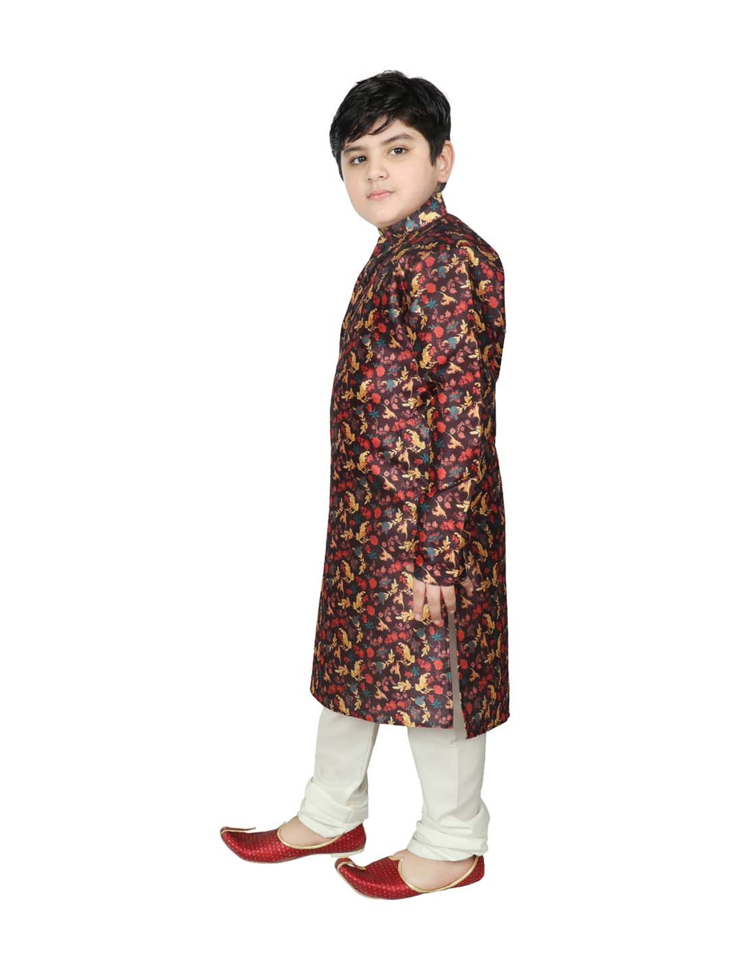 SG Yuvraj Kids Black Printed Kurta Set