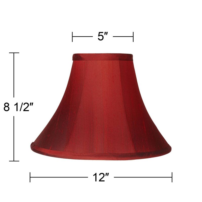 Springcrest Deep Red Small Bell Lamp Shade 5" Top x 12" Bottom x 8.5" High x 9" Slant (Spider) Replacement with Harp and Finial