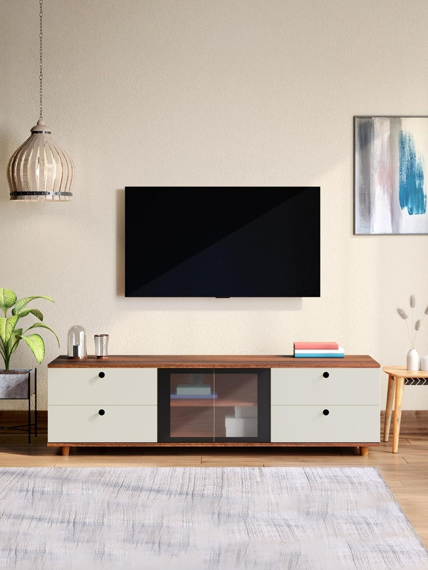 Delite Kom Flex Flowery Wenge & Acacia Dark Engineered Wood TV Entertainment Unit