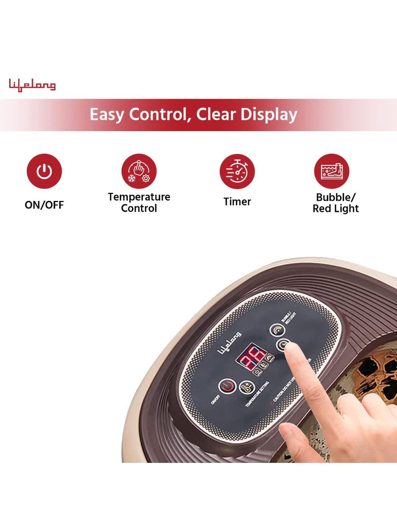 Lifelong LLM306 Electric Foot Spa Massager with 8 Rollers (Brown)