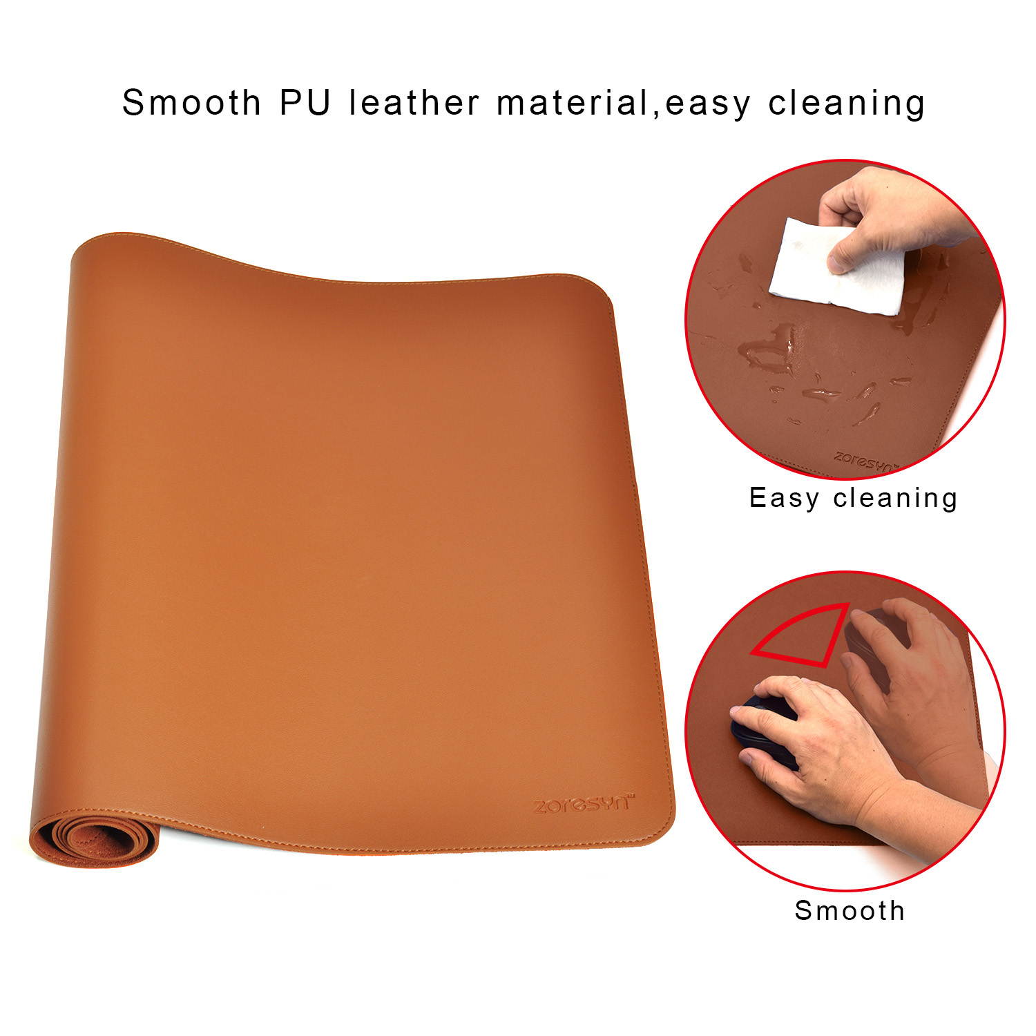 Zoresyn Gaming MM900 Anti-Fray Artificial Leather Gaming Mouse Mat - Extended, Brown