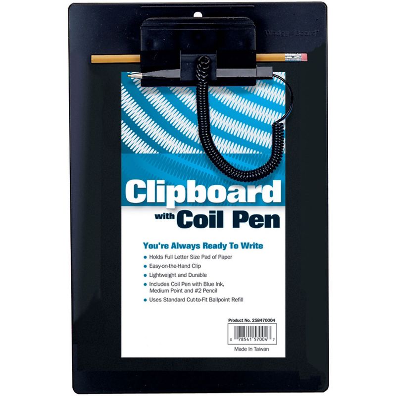 Mmf Industries Clipboard w/ Coil Pen Refillable Pen 8-1/2"x11" Black 258470004