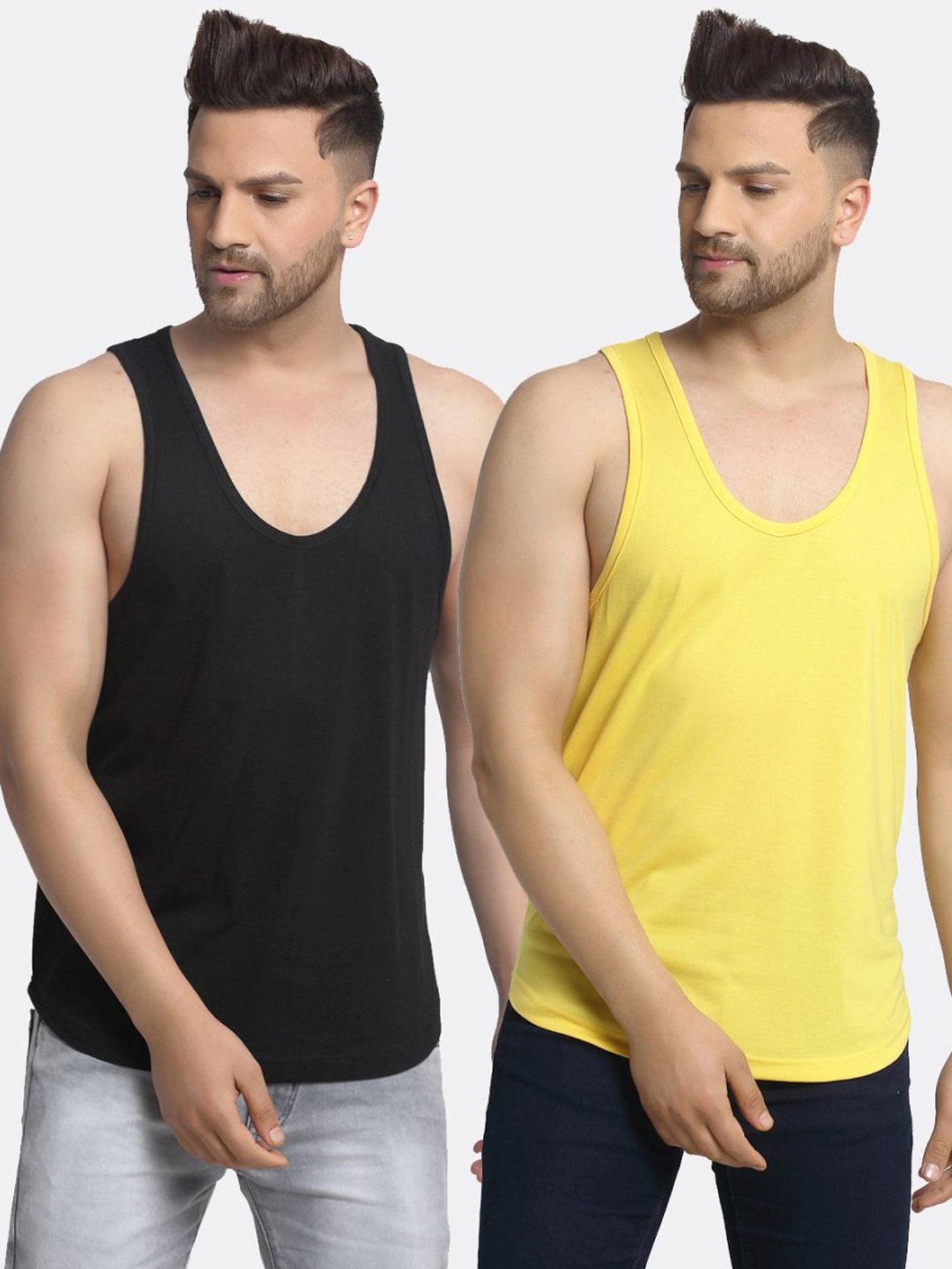 Friskers Multi Cotton Slim Fit Vest - Pack of 2