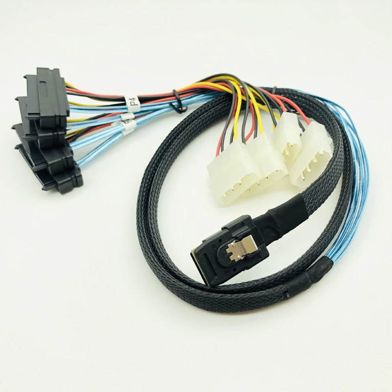 SAS SATA Cables for HDD Server Display Card MINI SAS 4i SFF-8087 36Pin To 4 SAS 29Pin Sff 8482 + 4pin Power Cable Mini SAS Cable
