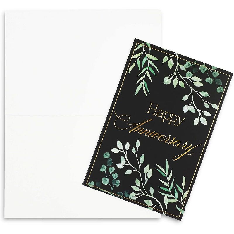 48-Pack Happy Anniversary Cards in 6 Elegant Designs, Gold Foil, Envelopes Included, 4 x 6 inches