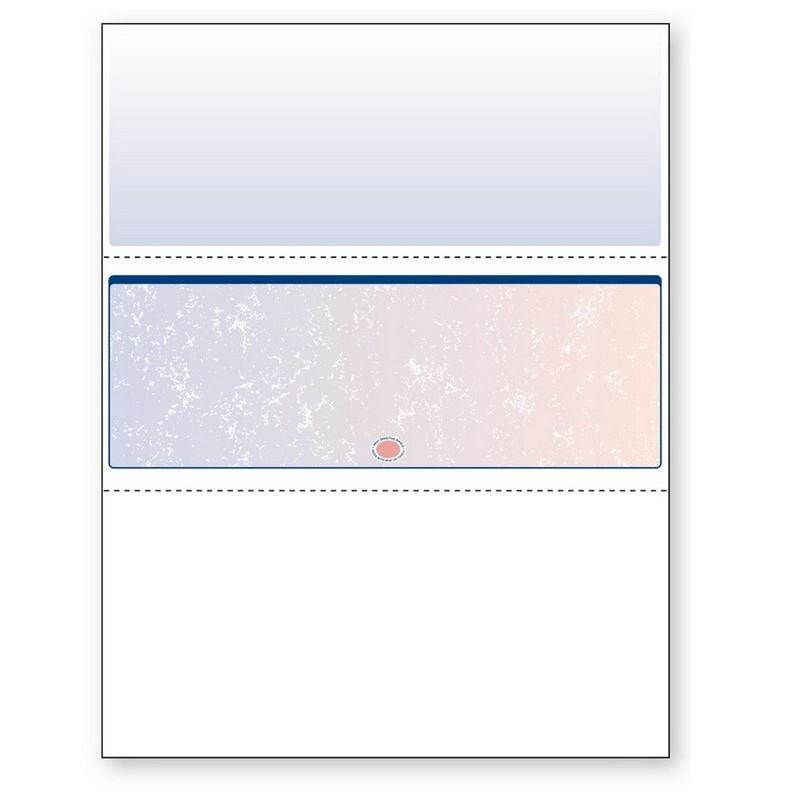 8-1/2'' x 11" Premier Blue / Red Prismatic Laser Check, Middle Position, 24# Stock (Carton of 2500)